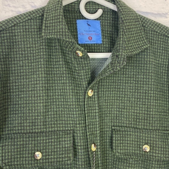 Tailorbyrd olive green houndstooth Sweatershirt heavyweight burton down - Picture 2 of 8